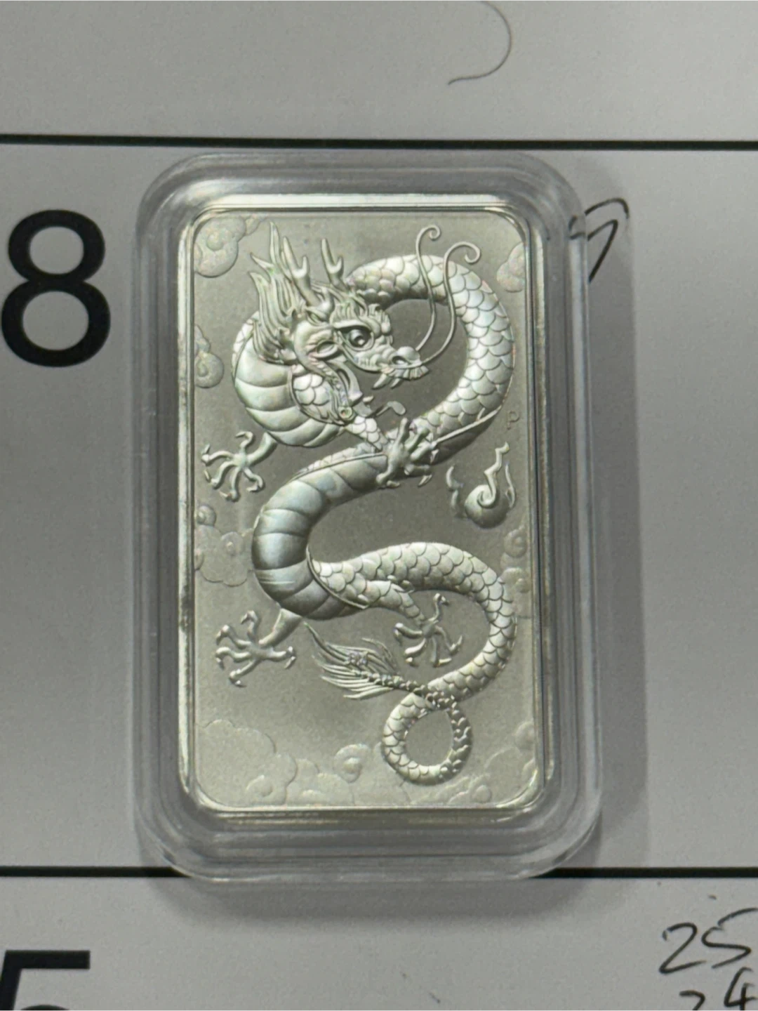 1oz 9999 2019 Silver Dragon bar in essay