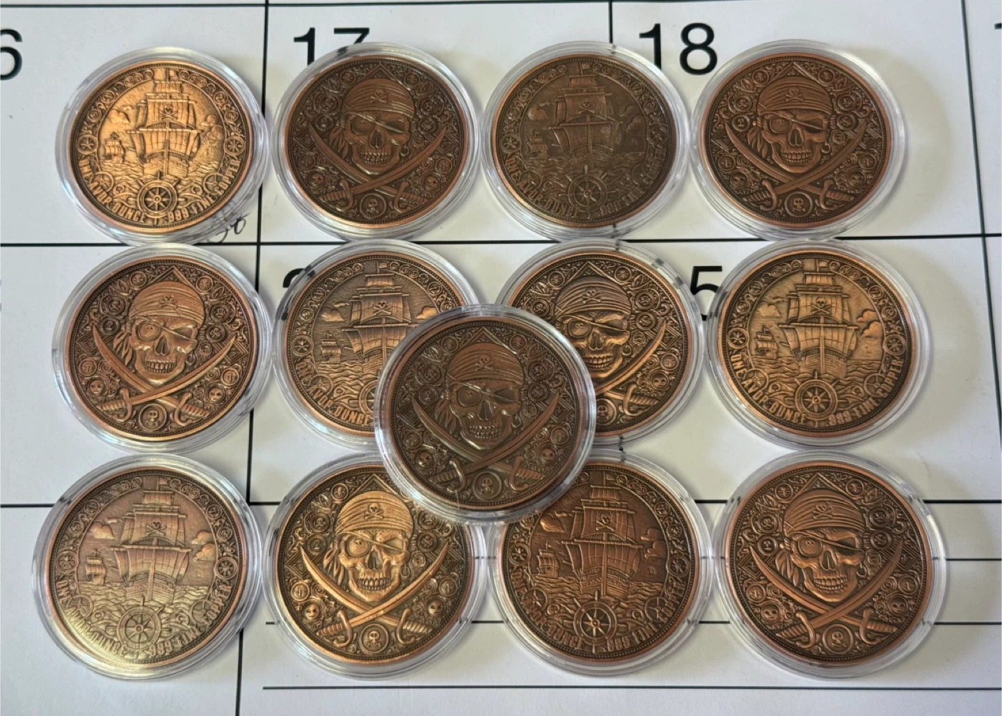 1 oz 999 Fine Copper Pirate and Ship  Coin - photo 3