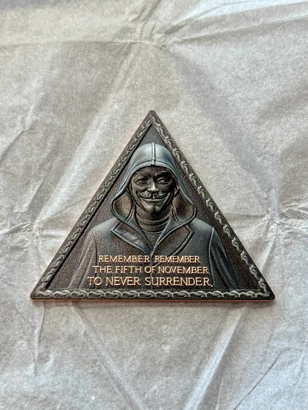 1 oz 999 Fine Copper Triangle  - Guy Fawkes Mask