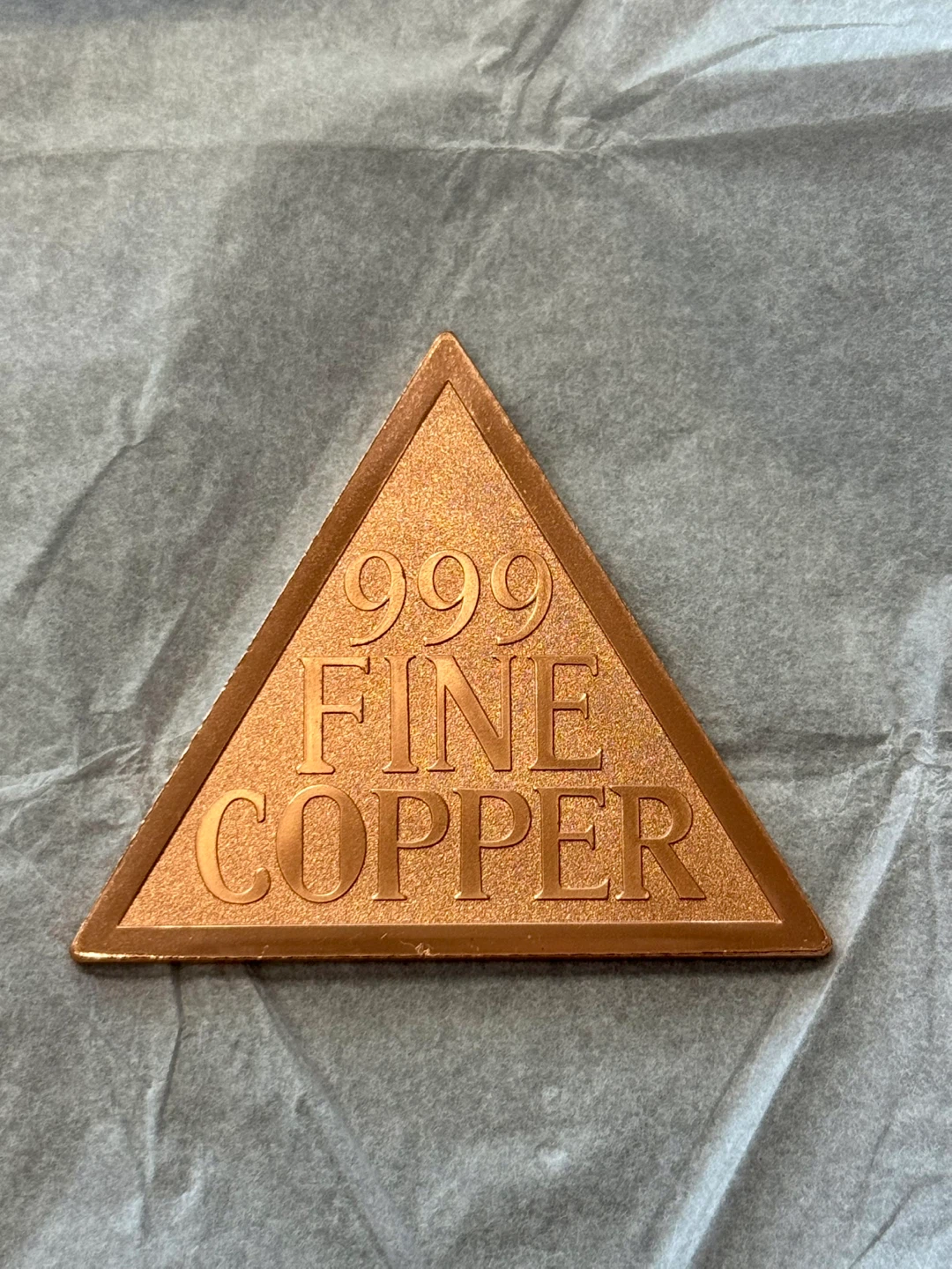 1 oz 999 Fine Copper Triangle  - Guy Fawkes Mask - photo 2