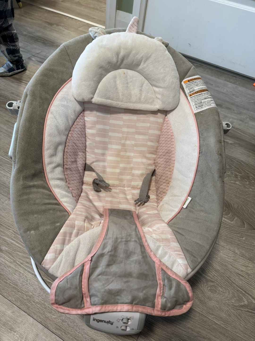 Ingenuity musical Baby Bouncer - Pink & Grey Unicorn Design - photo 2