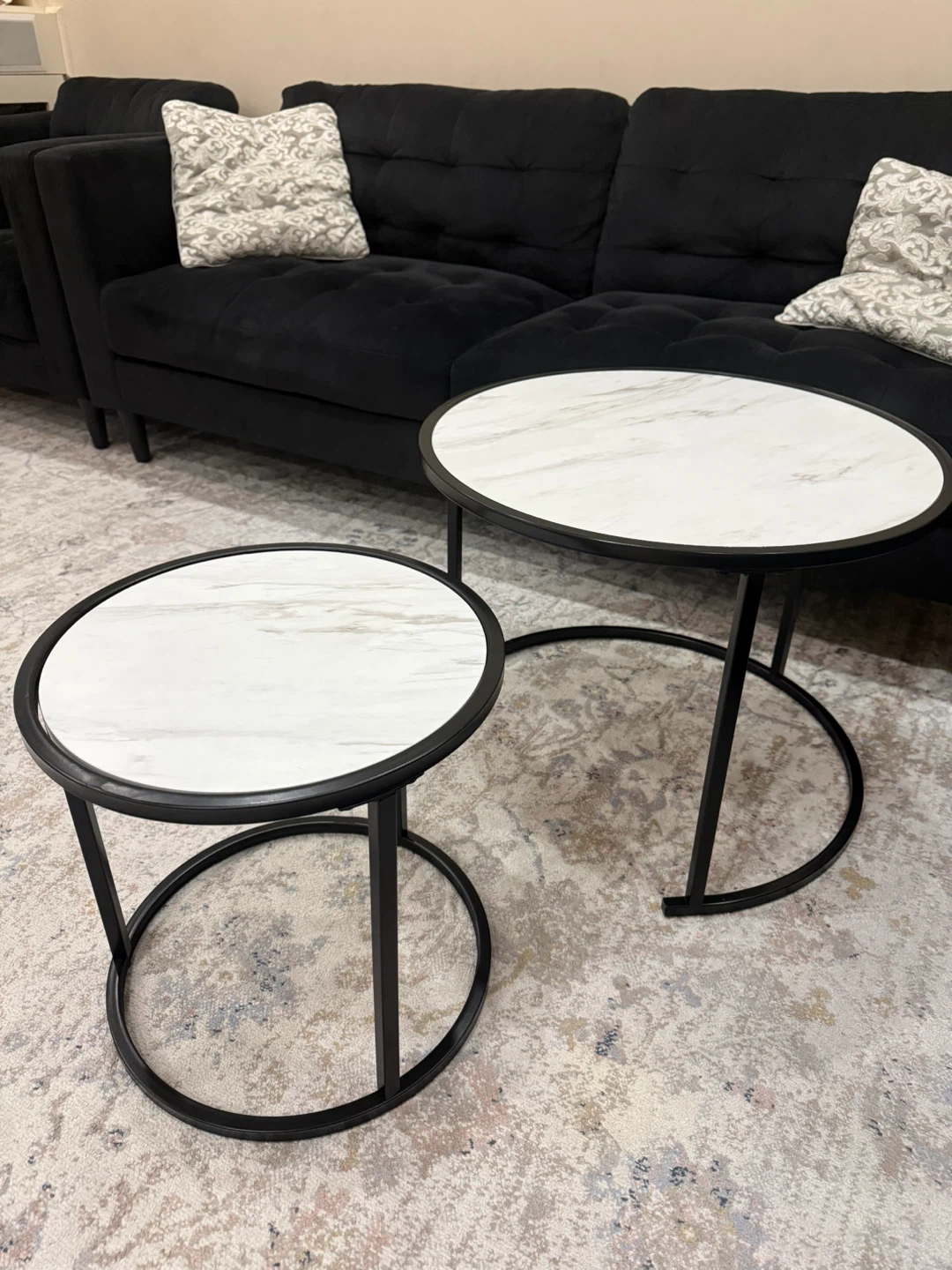 Set of 2 Nesting Round Coffee Tables - photo 4