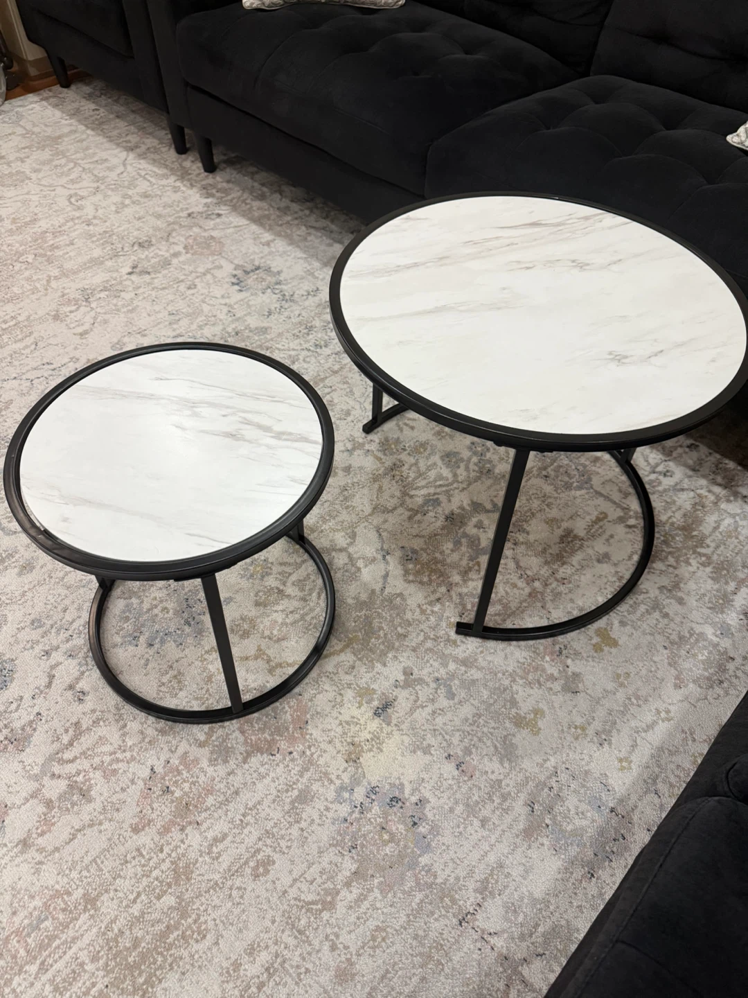 Set of 2 Nesting Round Coffee Tables - photo 3
