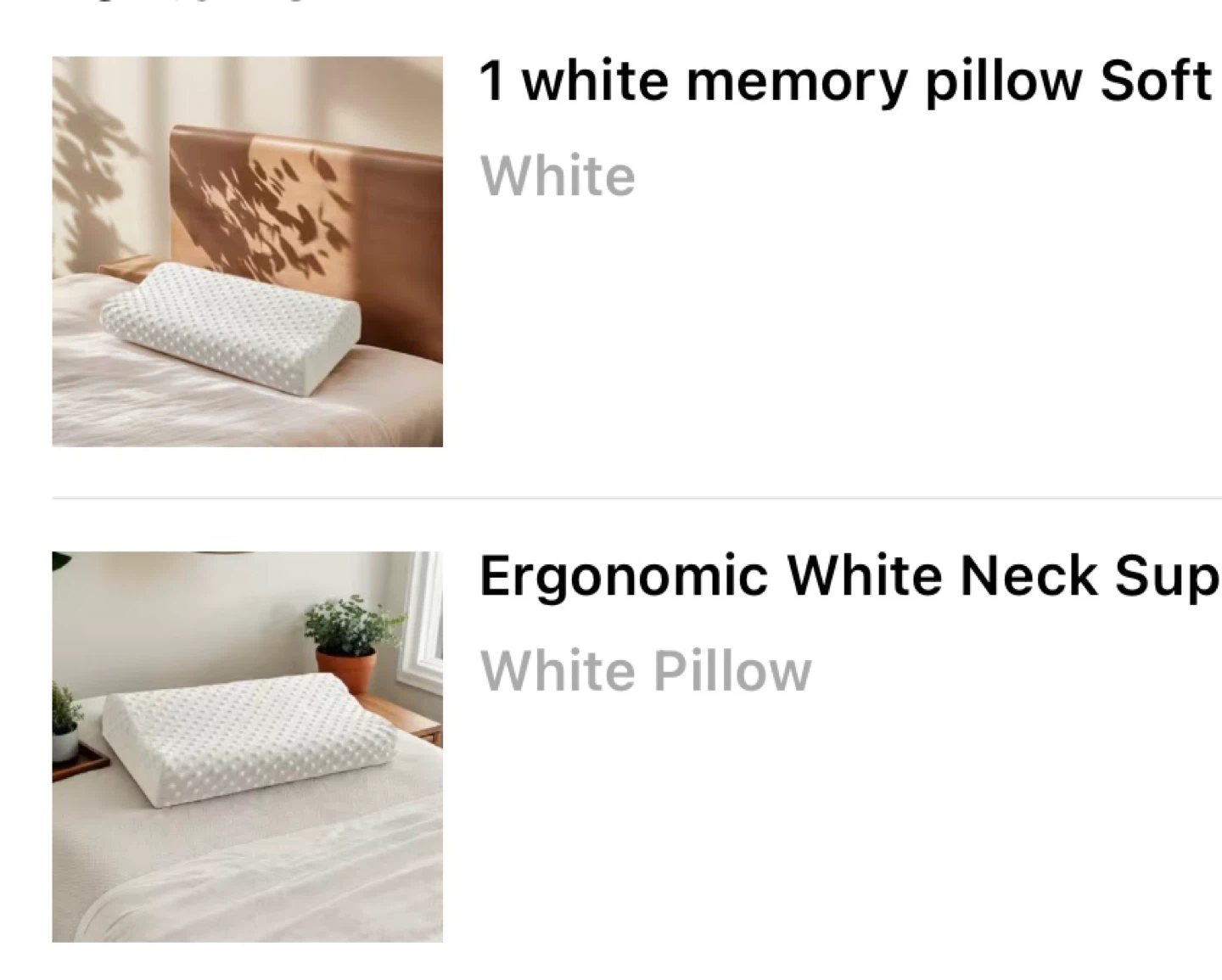 2 White Ergonomic Memory Foam Pillows - photo 2