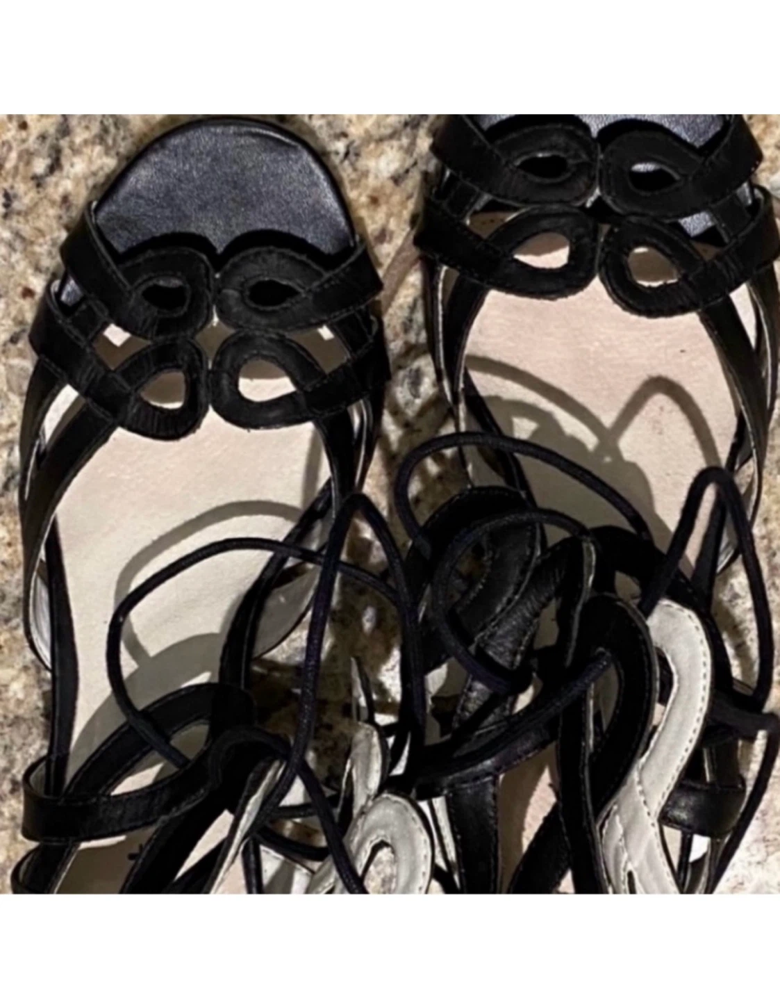 Black Lace-Up Wedge Sandals - photo 2