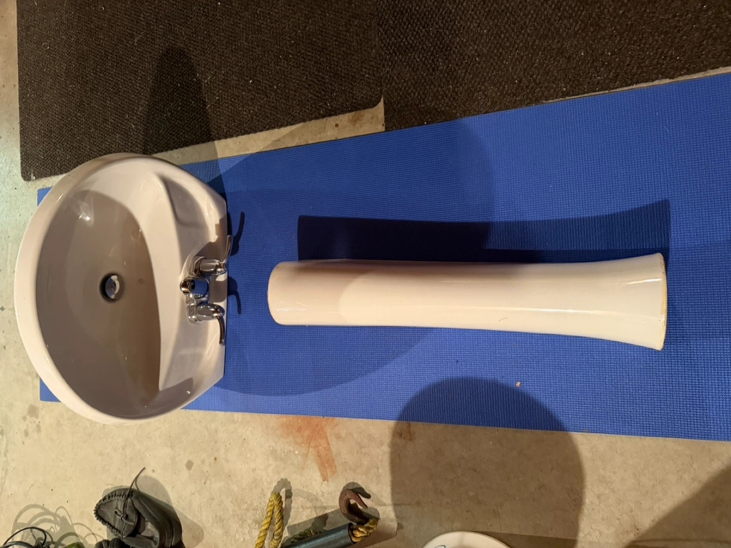 White Pedestal Sink with Faucet