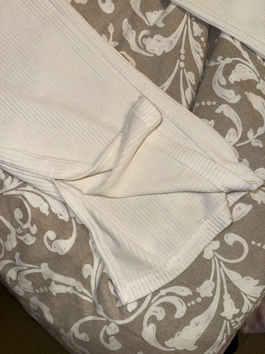 White High Waisted Ribbed Straight Leg Pants - photo 3