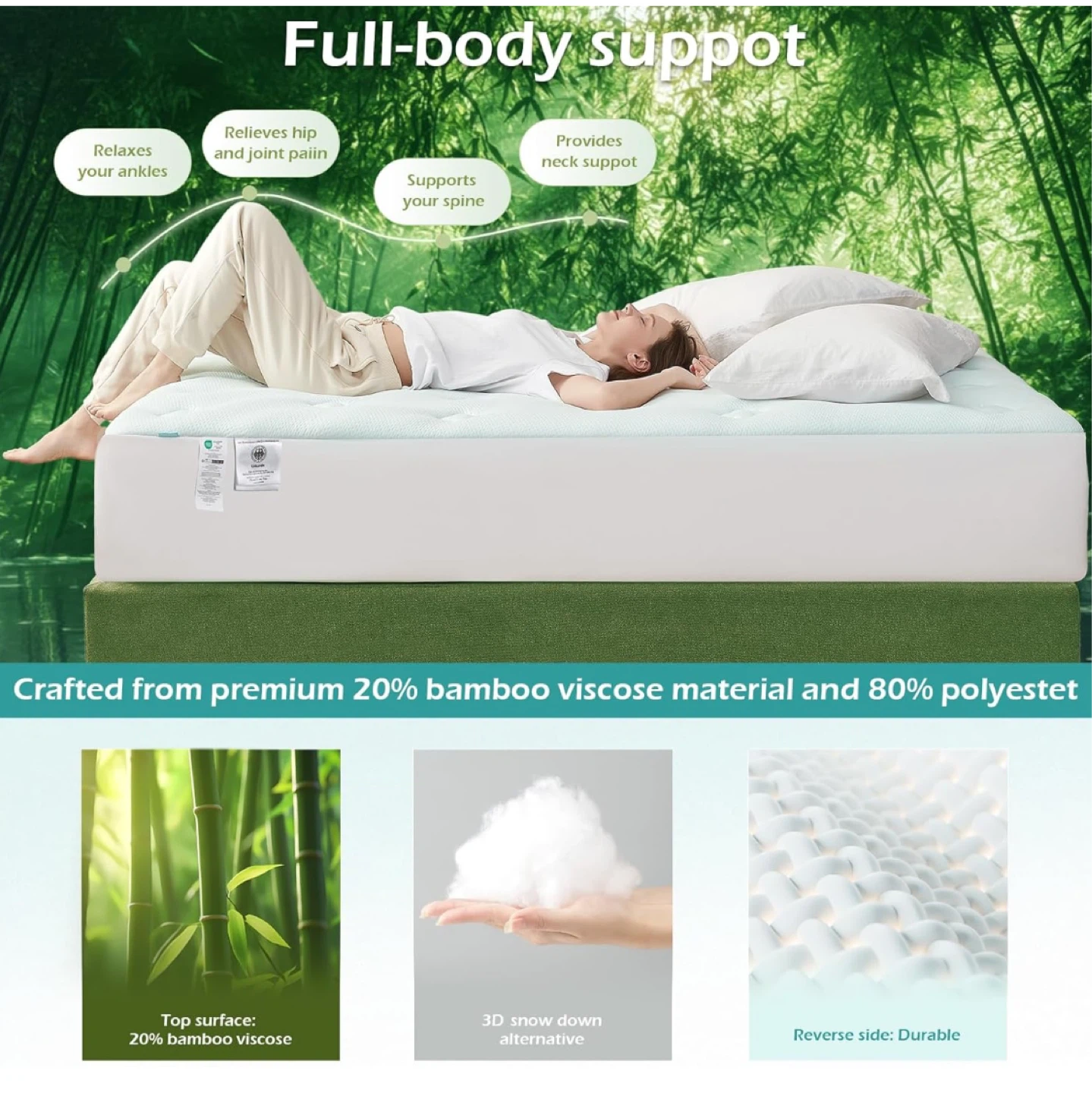Multi-Layer Mattress Topper with Memory Foam and Bamboo Fibers - photo 3