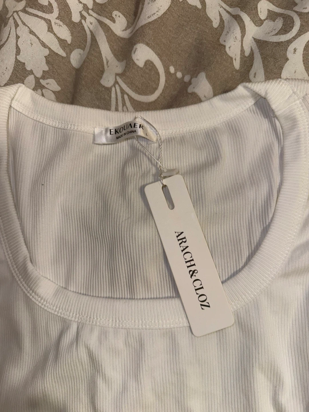 New White Ribbed Long Sleeve Top - photo 2