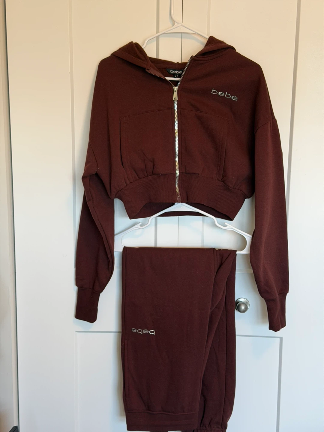Bebe Women's Velour Tracksuit Set - Burgundy, Size M