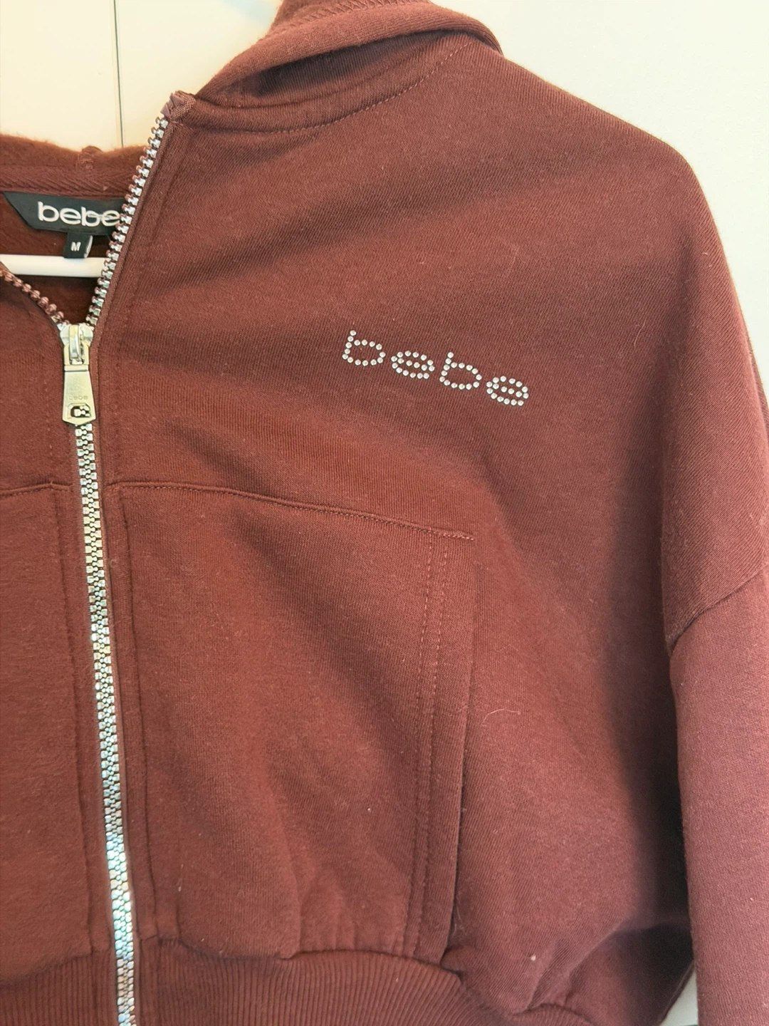 Bebe Women's Velour Tracksuit Set - Burgundy, Size M - photo 3