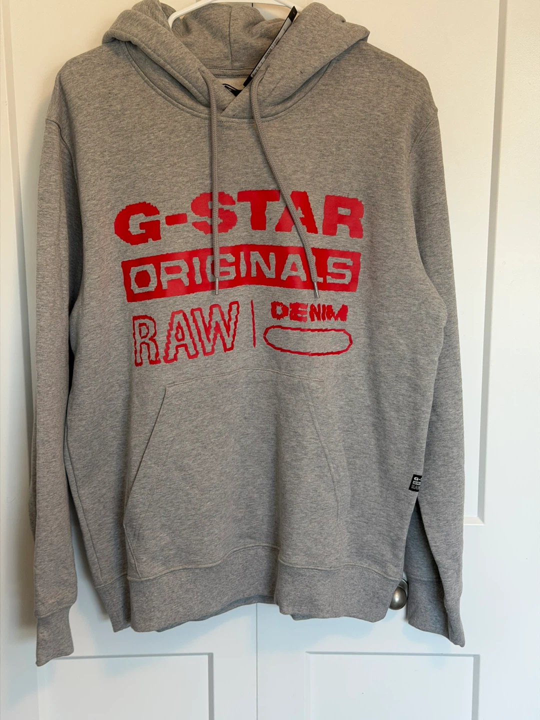 G-Star RAW Originals Hoodie Sweatshirt - Size L - Medium Grey