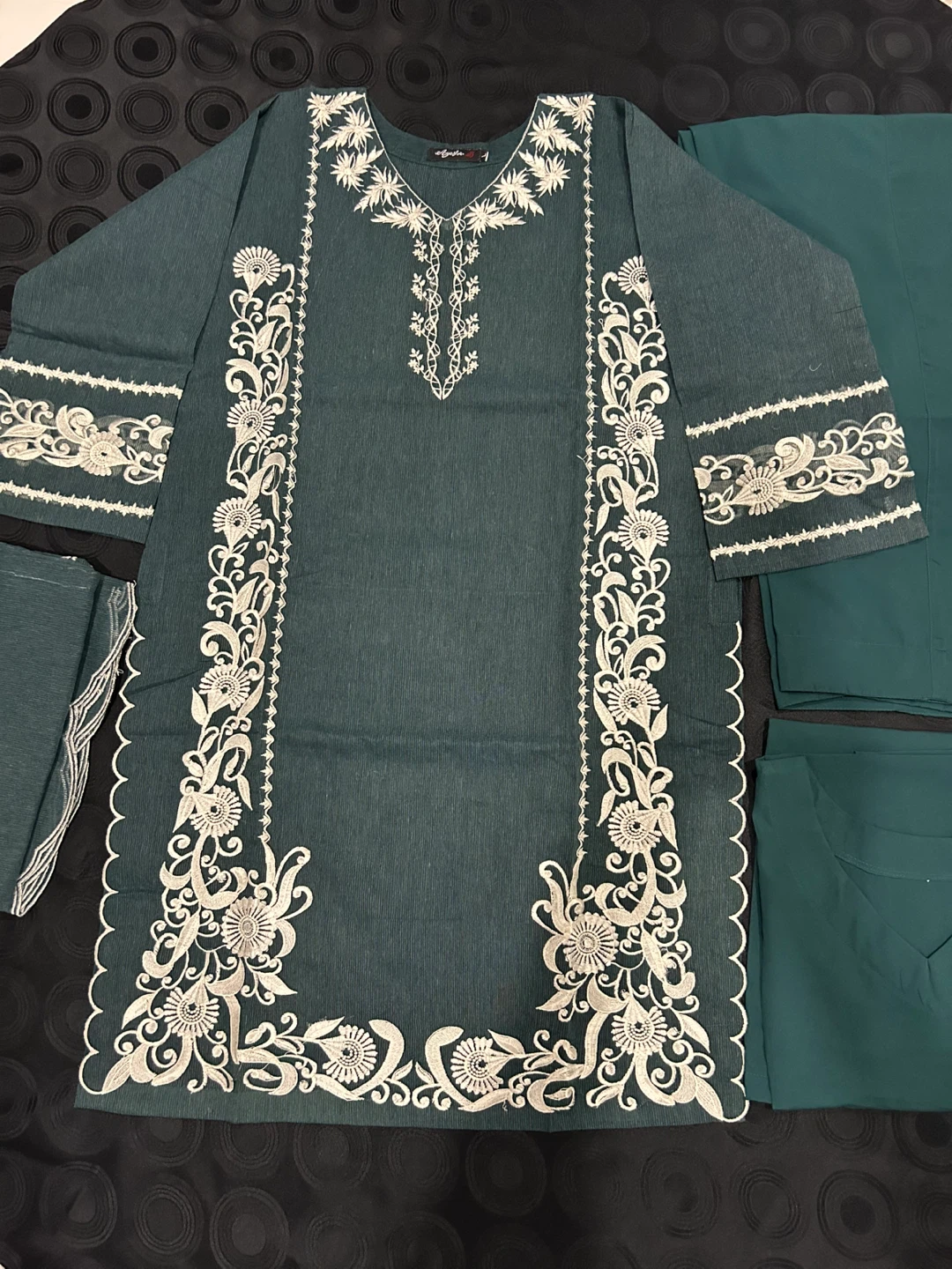 Ayesha B Embroidered cotton net dress