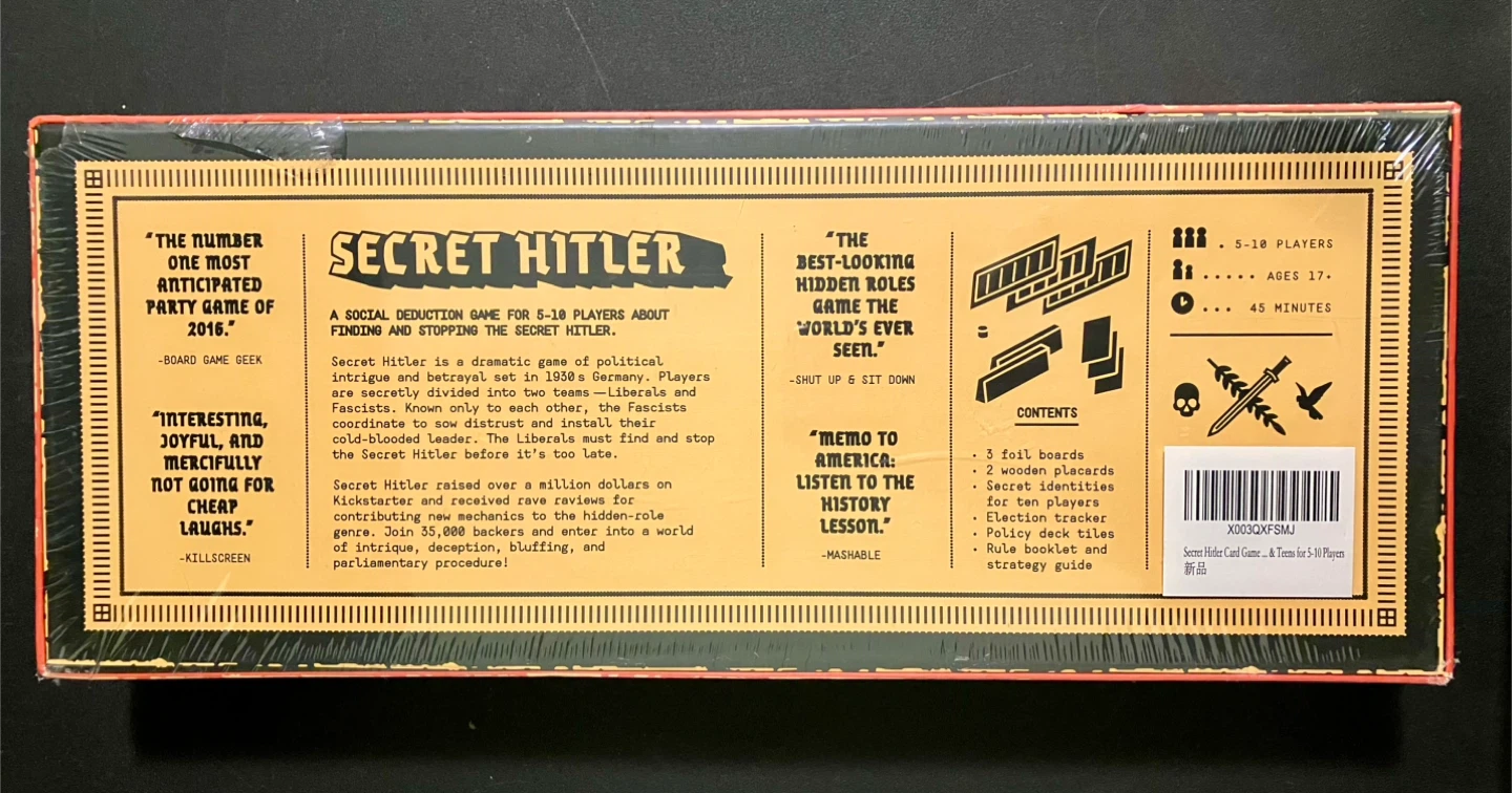 Secret Hitler Board Game Brand new Sealed Corner dent - photo 4