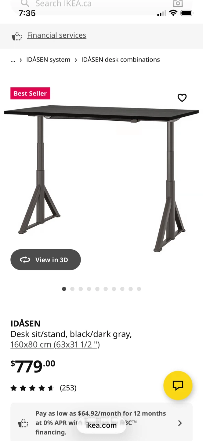 IKEA IDÅSEN Desk Sit/Stand Black/Dark Gray 160x80 cm - photo 3