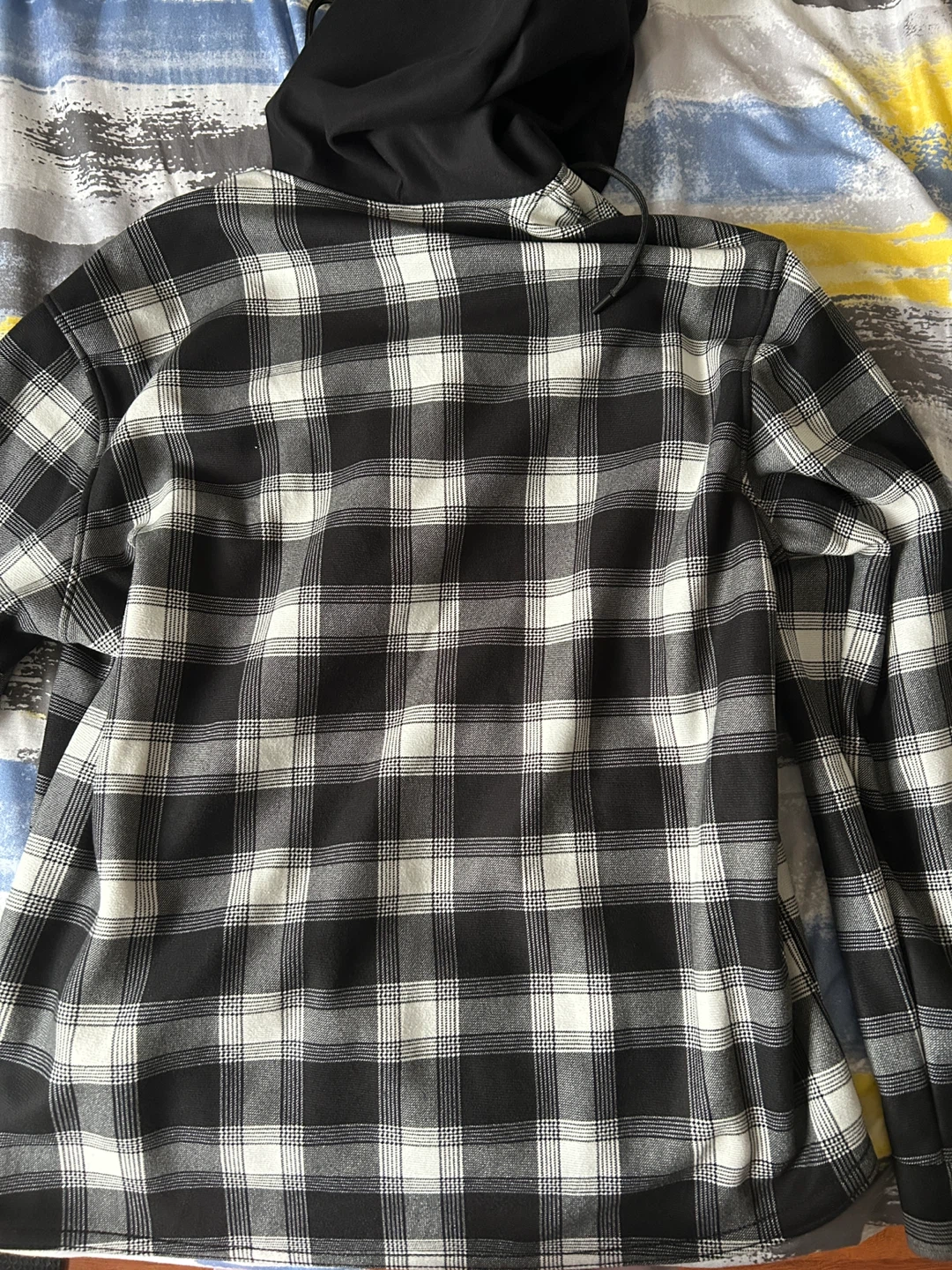 Black and White Plaid Flannel Hoodie