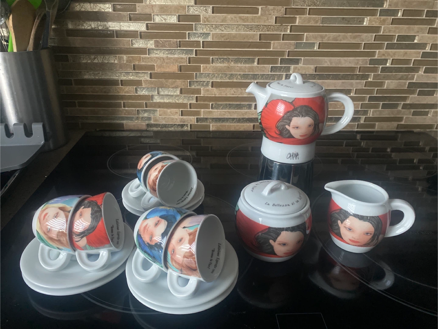 Capodimonte Porcelain Tea Set with Artwork