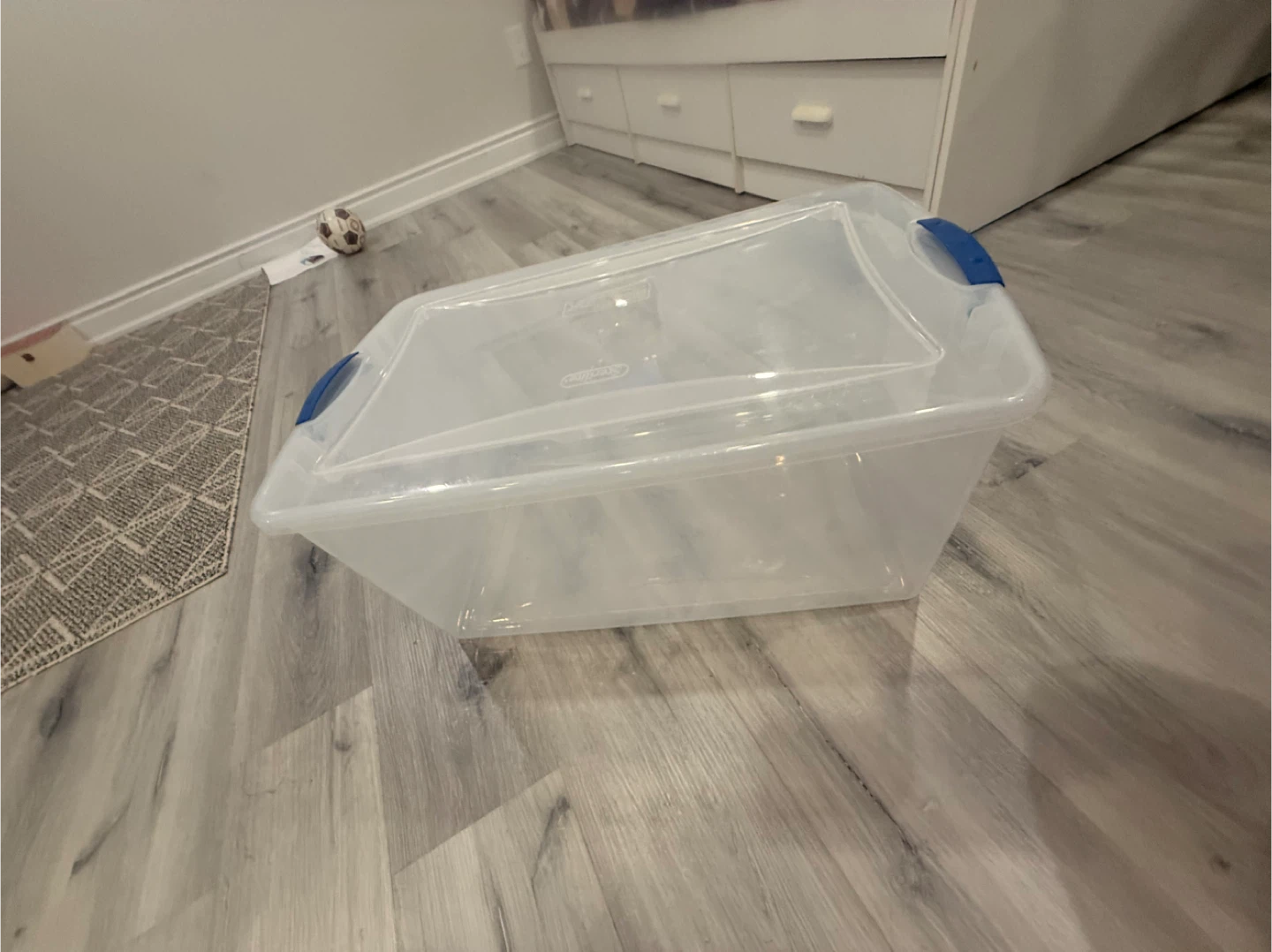 Sterilite Clear Storage Bin with Blue Latching Handles