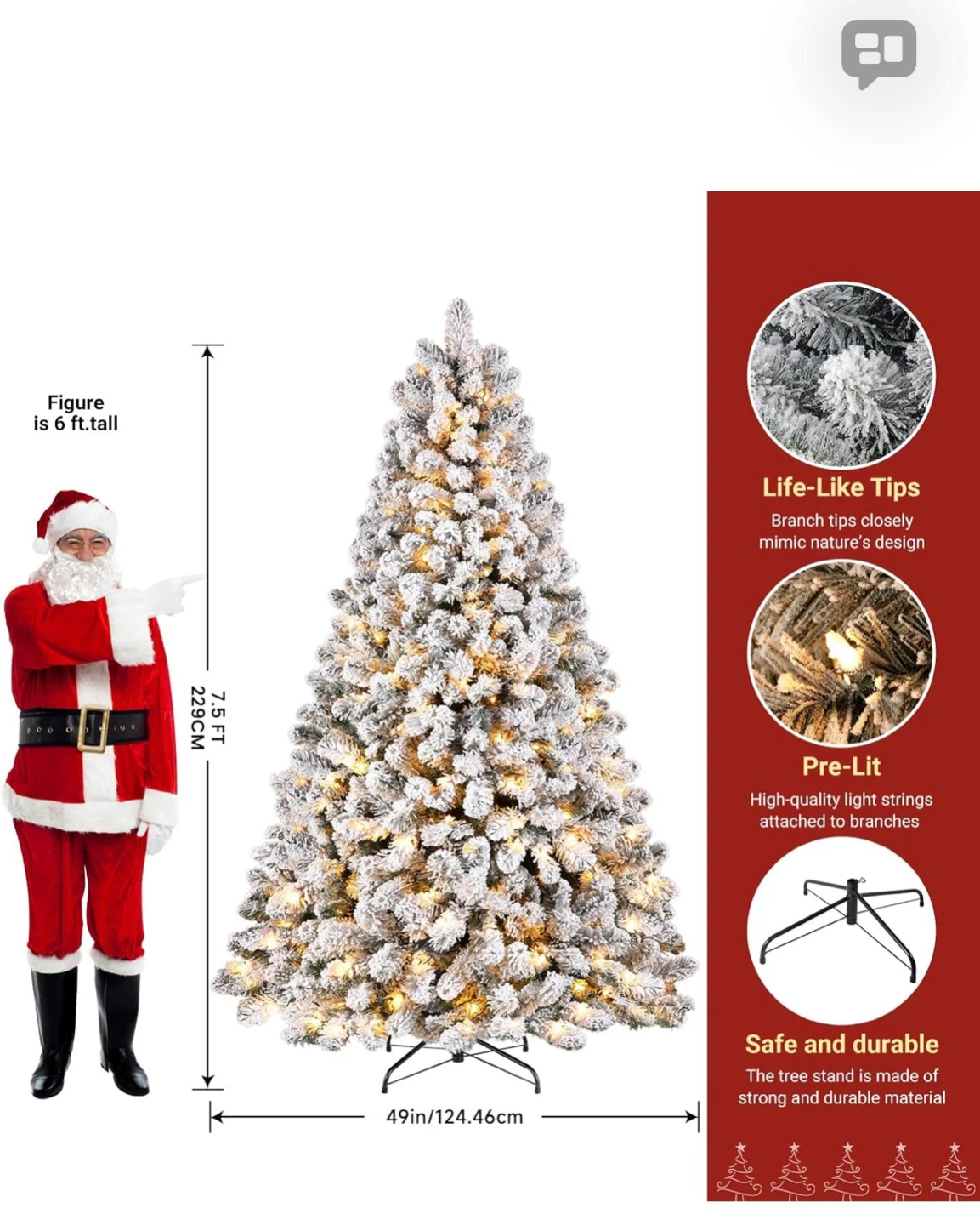 Flocked Artificial Christmas Tree with Lights - photo 3