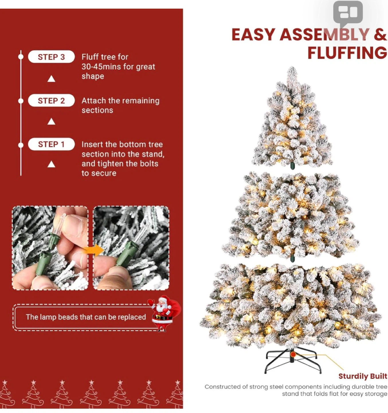 Flocked Artificial Christmas Tree with Lights - photo 5