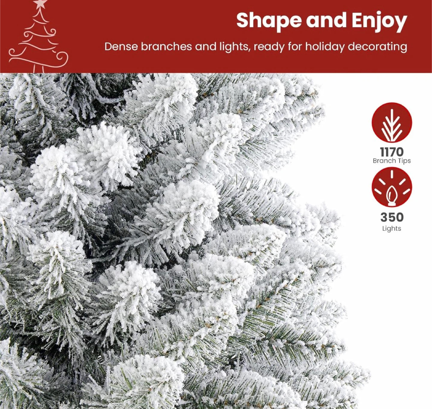 Flocked Artificial Christmas Tree with Lights - photo 2