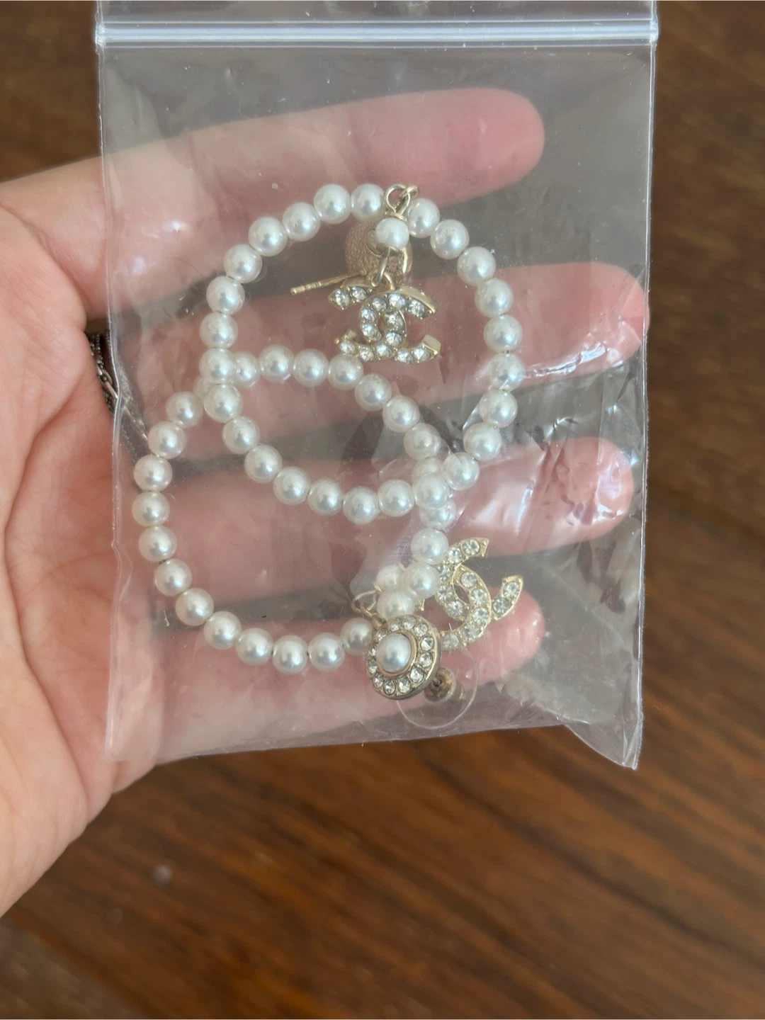 Pearl Hoop Earrings with Rhinestone Flower Accents - photo 4
