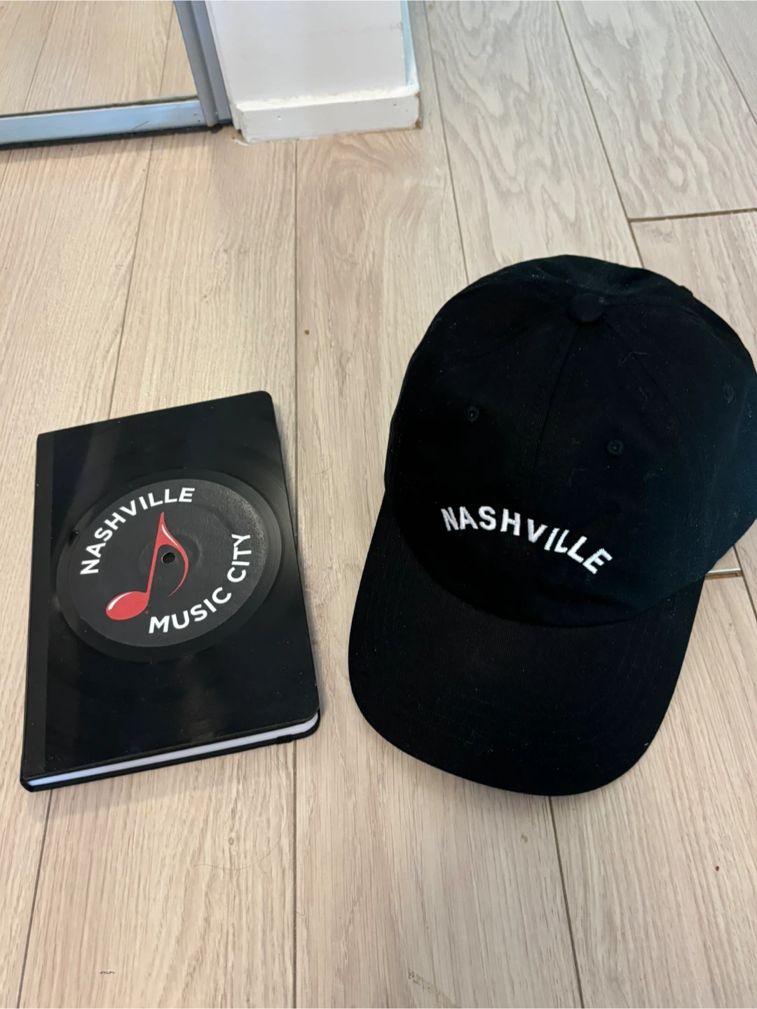 Nashville cap and Black Nashville Music City Vinyl Notebook