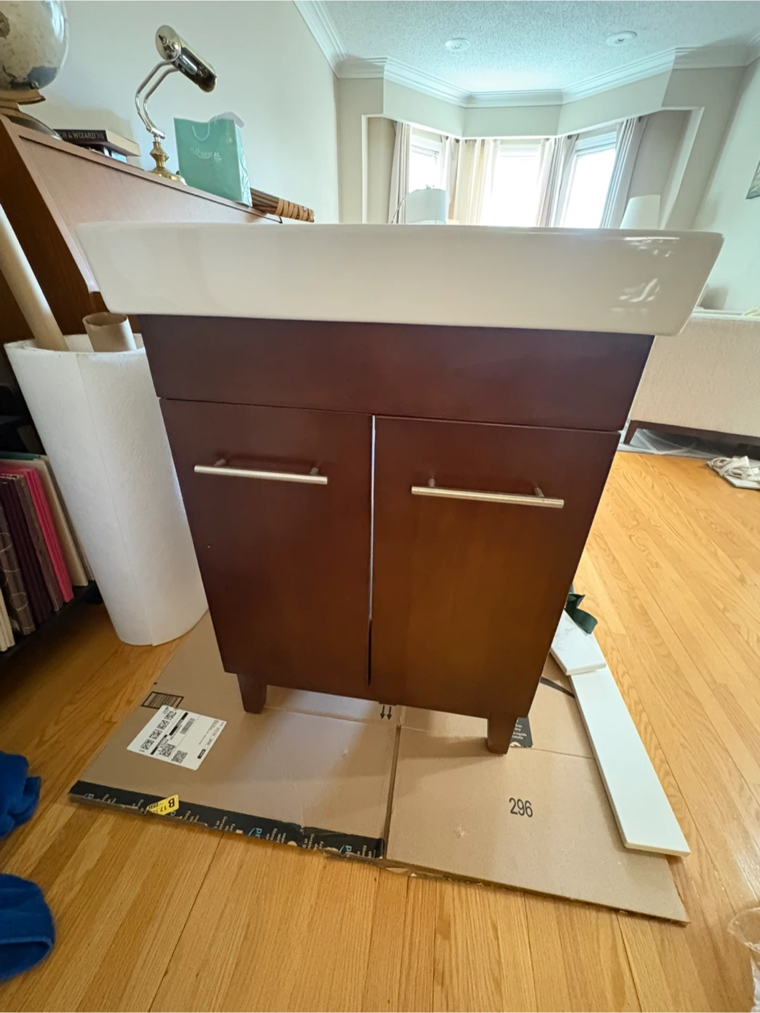 White Bathroom Sink with Vanity Cabinet