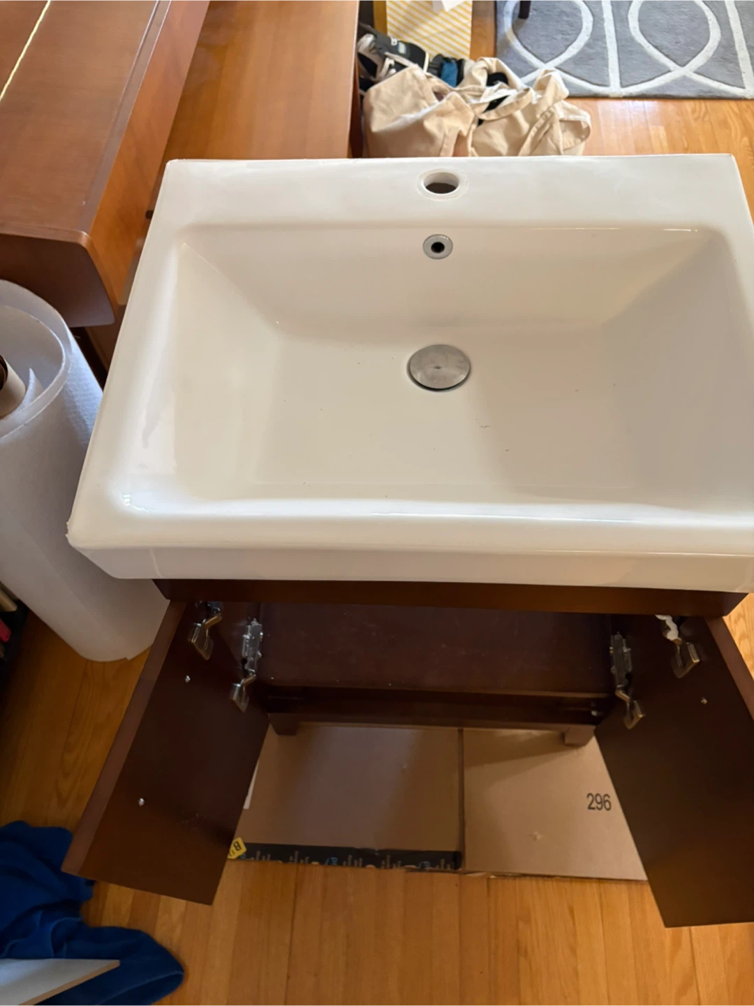 White Bathroom Sink with Vanity Cabinet - photo 5