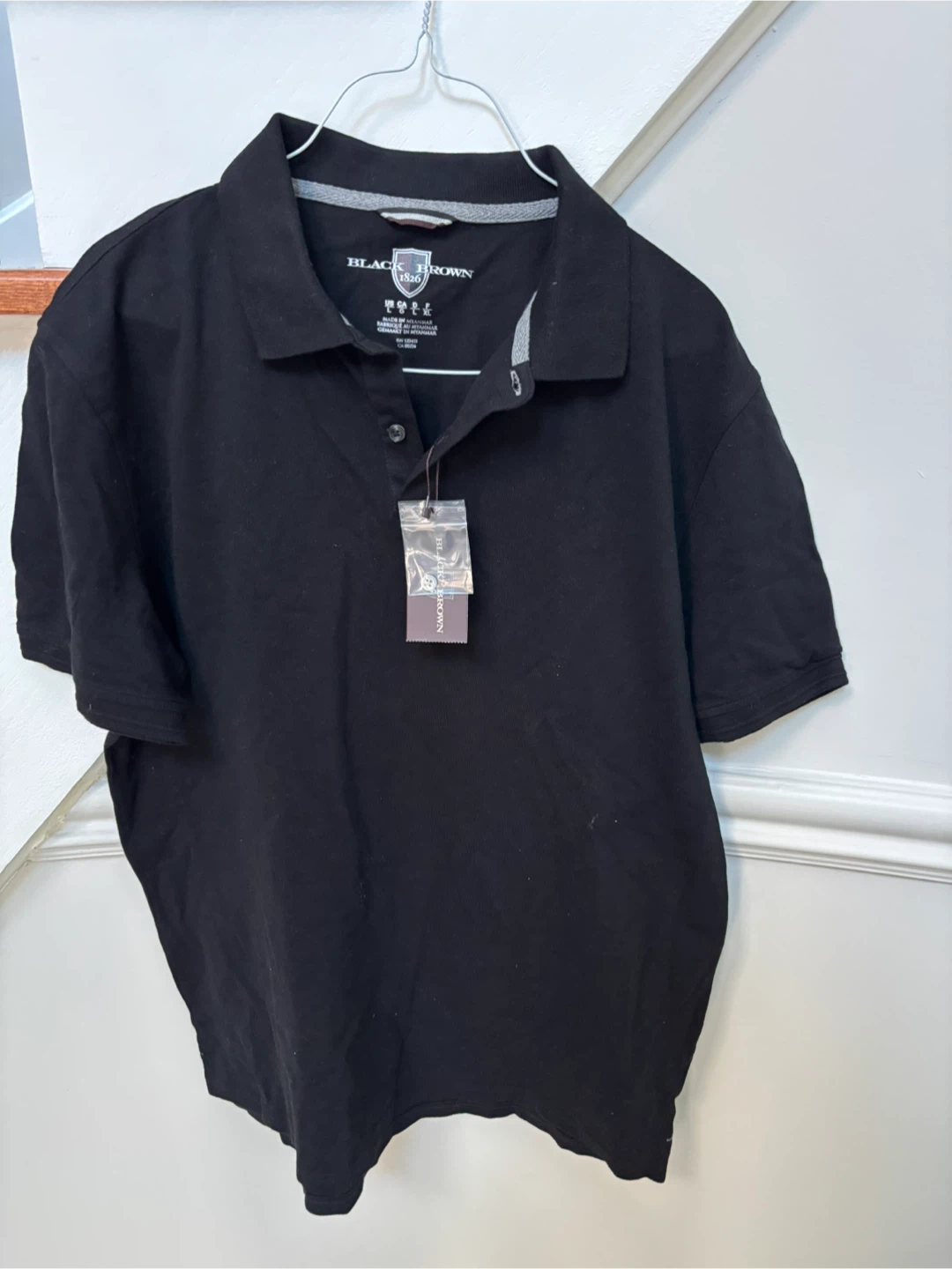 🧡Black Brown 1826 Men's Black Polo Shirt Size L