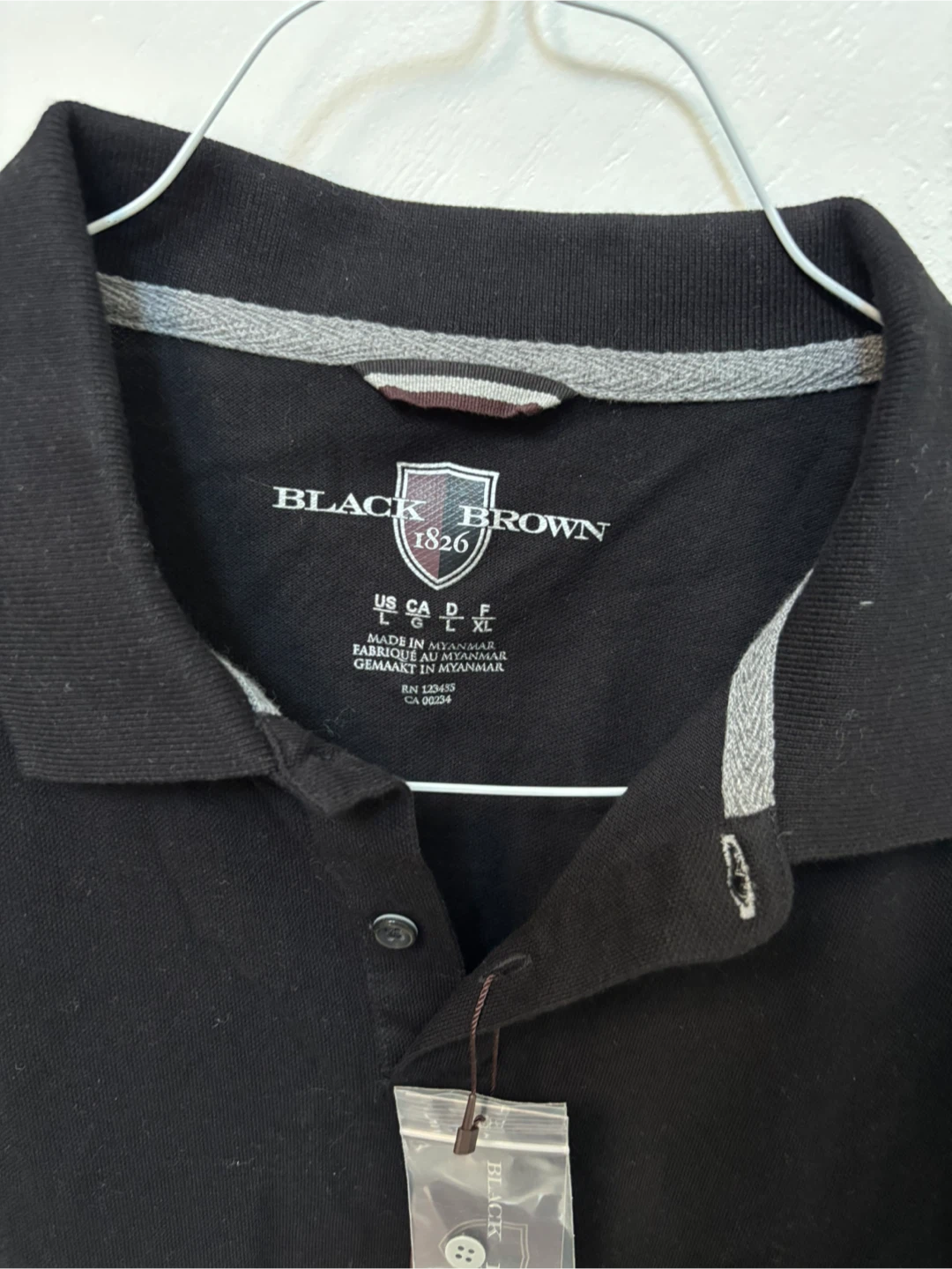 🧡Black Brown 1826 Men's Black Polo Shirt Size L - photo 2
