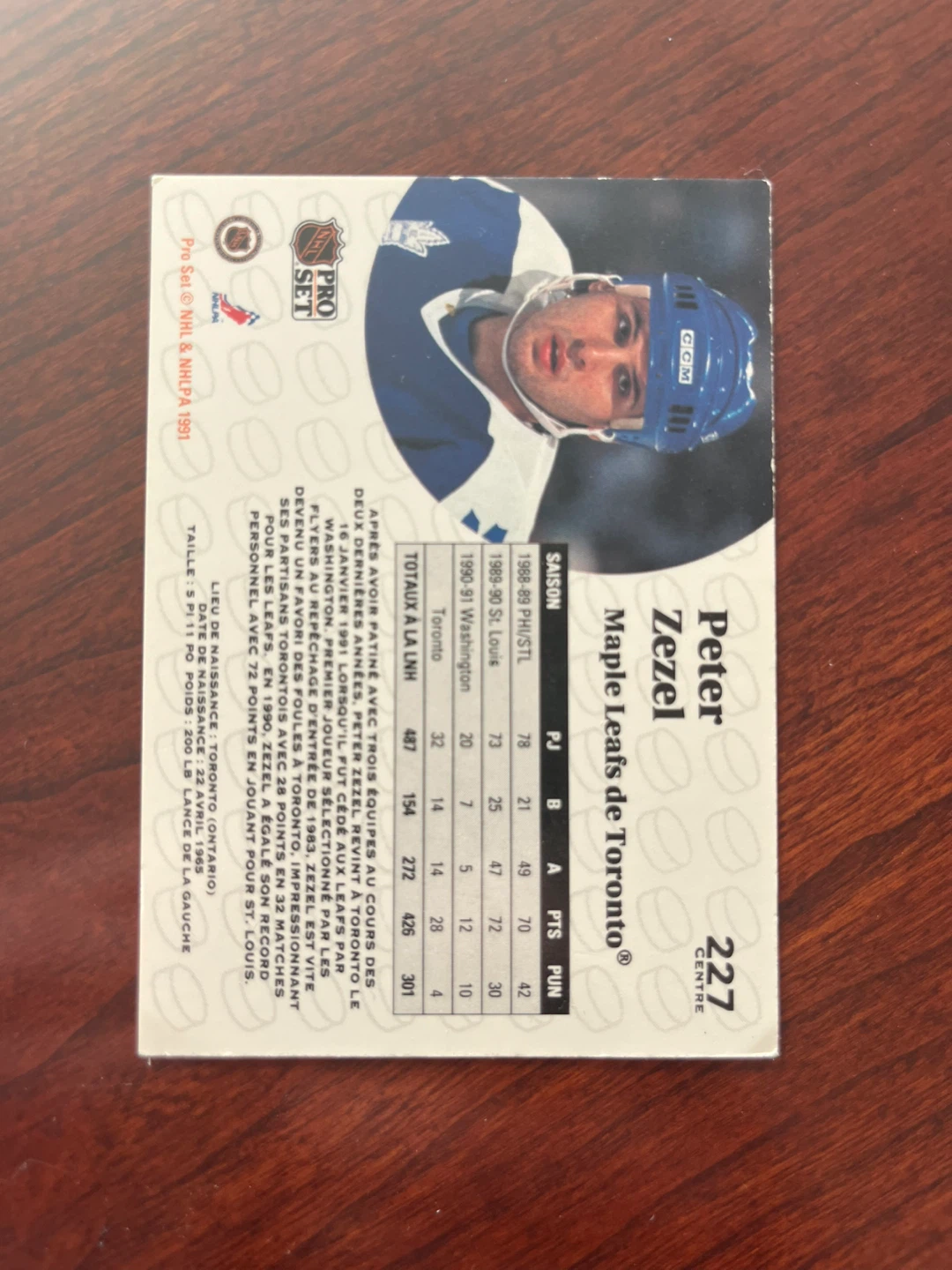 Peter Zezel autographed hockey card - photo 2