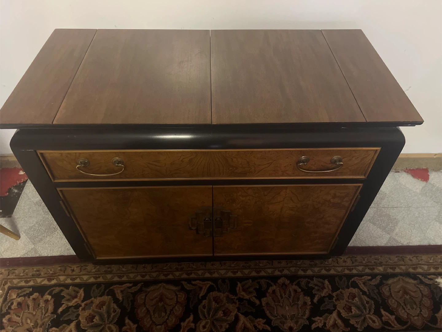 Vintage Wood Sideboard Cabinet with Drawers and Doors