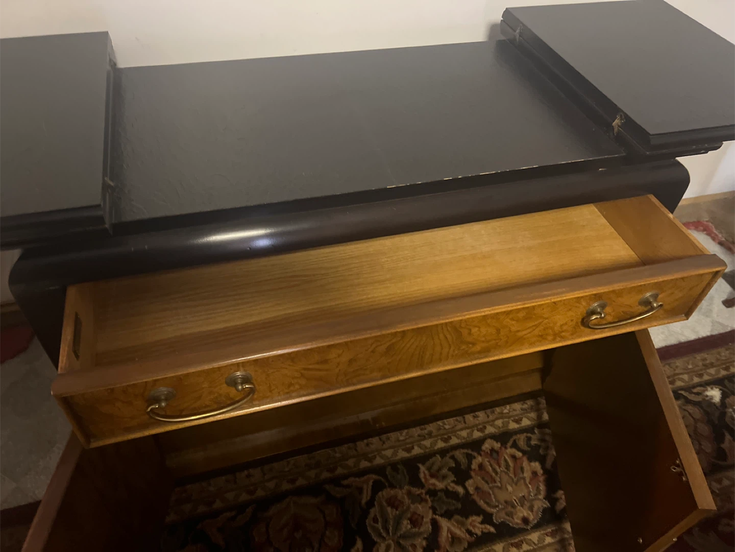 Vintage Wood Sideboard Cabinet with Drawers and Doors - photo 4