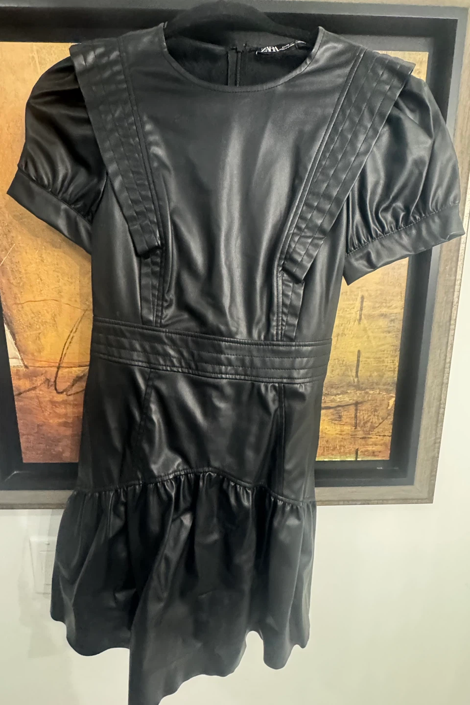 Zara Black Faux Leather Dress - Size XS