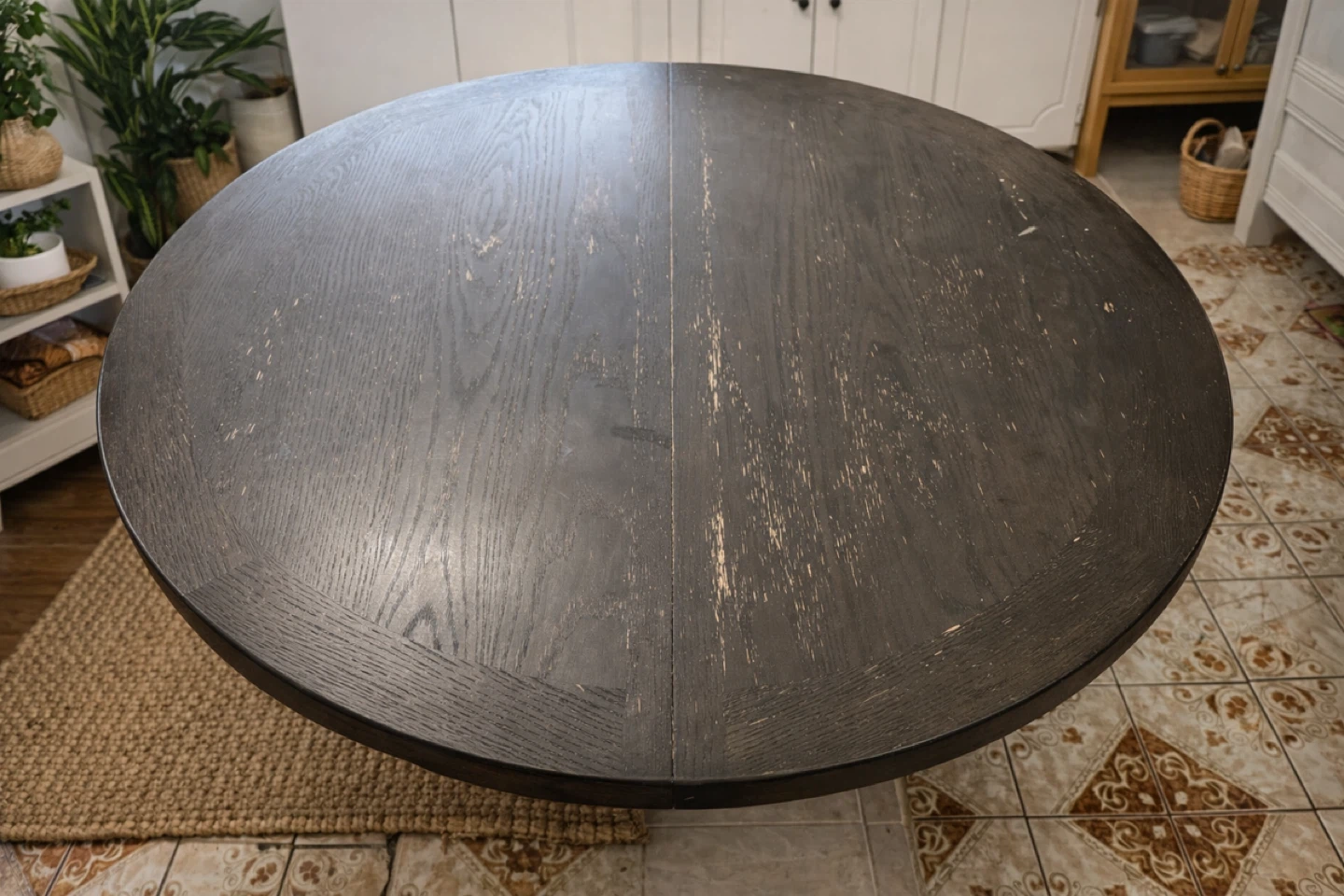 Solid Wood Extendable Dining Table + 4 Grey Upholstered Chairs - photo 4
