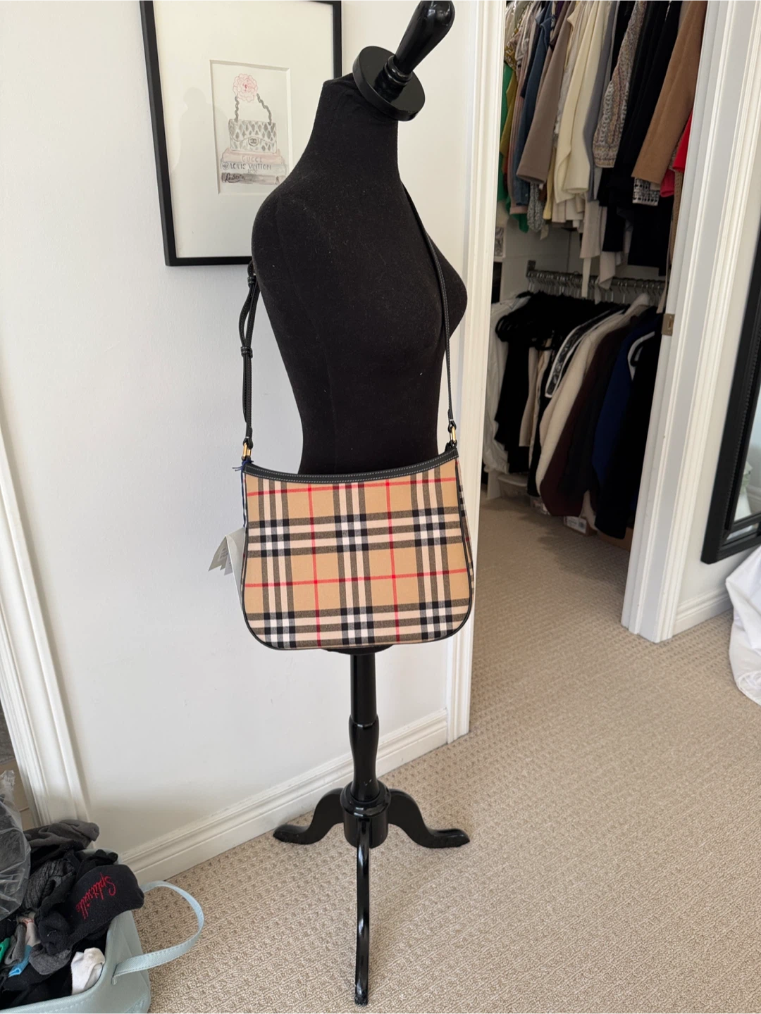Burberry  Check  Hobo Bag purse  nwt medium size - photo 5