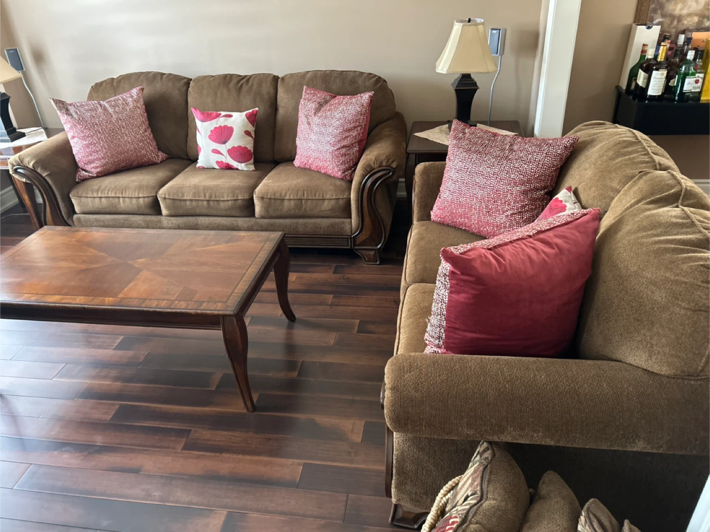 Brown Sofa with Decorative Pillows - photo 2