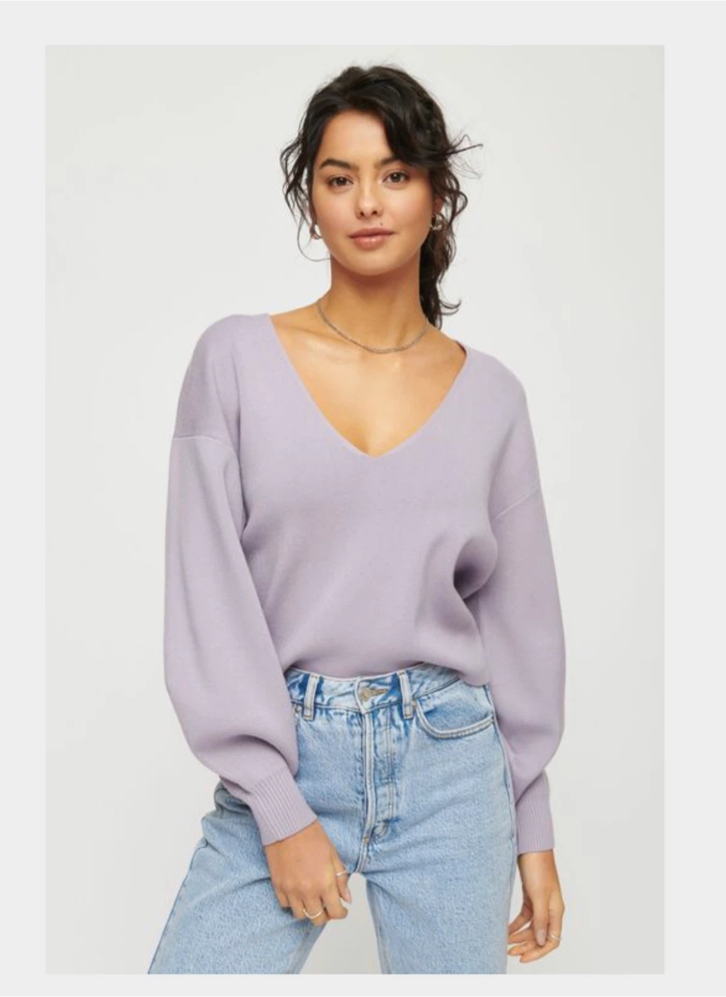 Dynamite Women's Lavender V-Neck Sweater