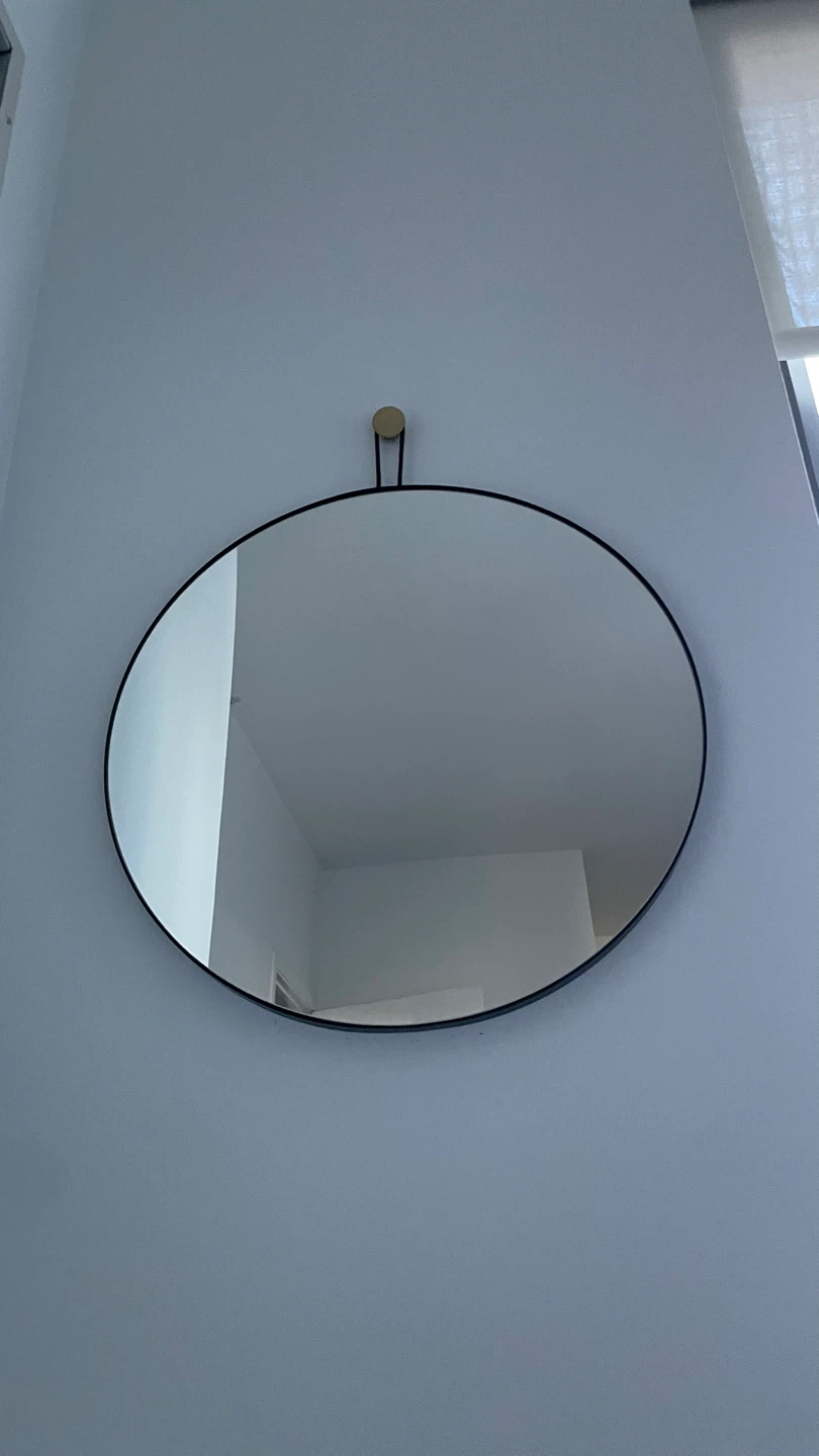 Round Wall Mirror with Black Frame