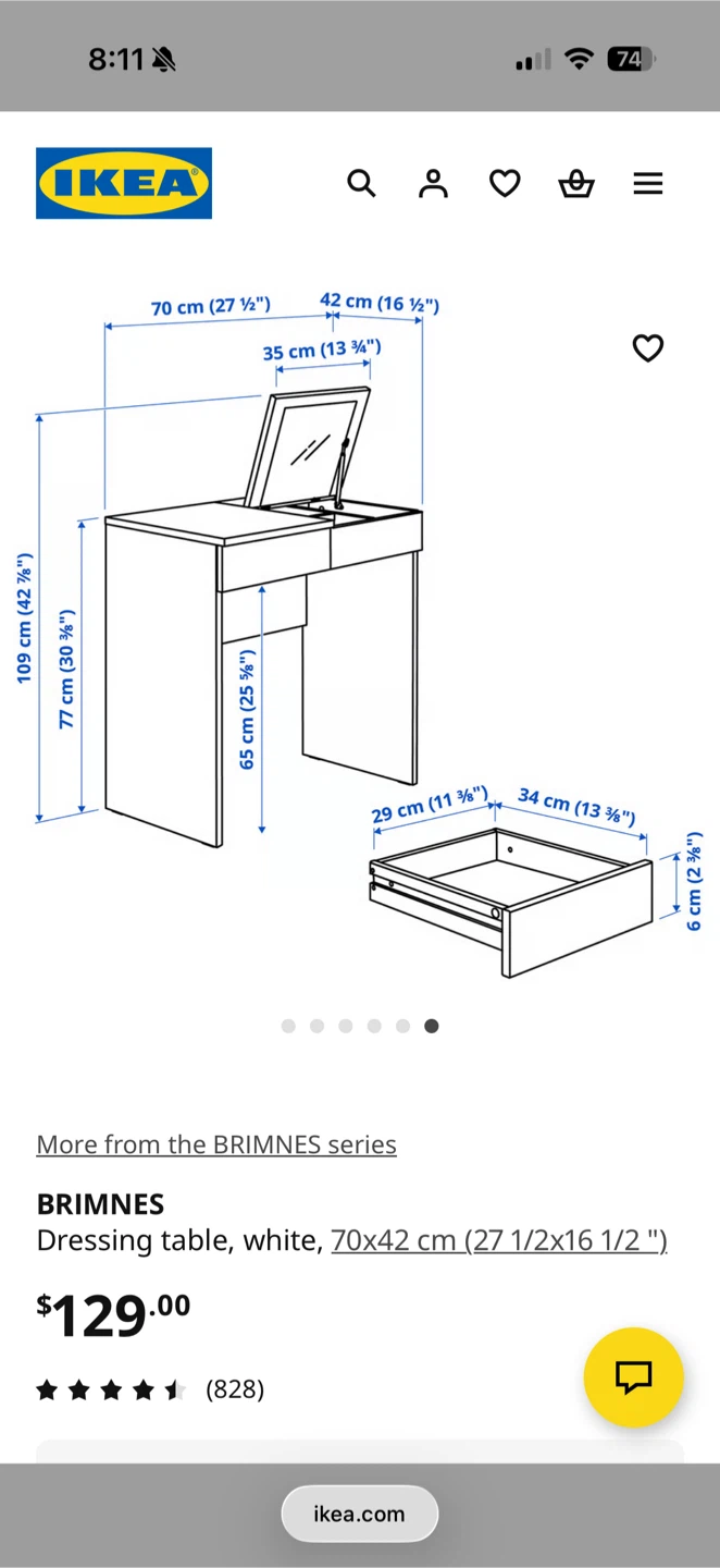 IKEA BRIMNES Dressing Vanity Table - photo 3