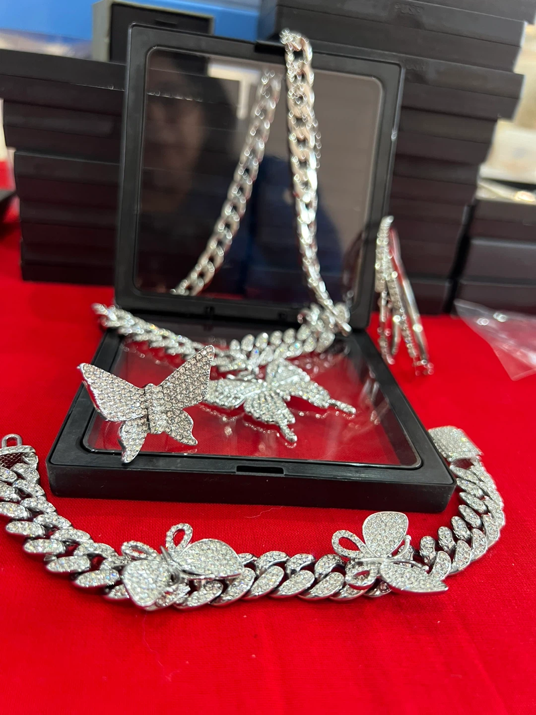 Butterfly Charm Necklace and Bracelet Set, ring, earrings - photo 3