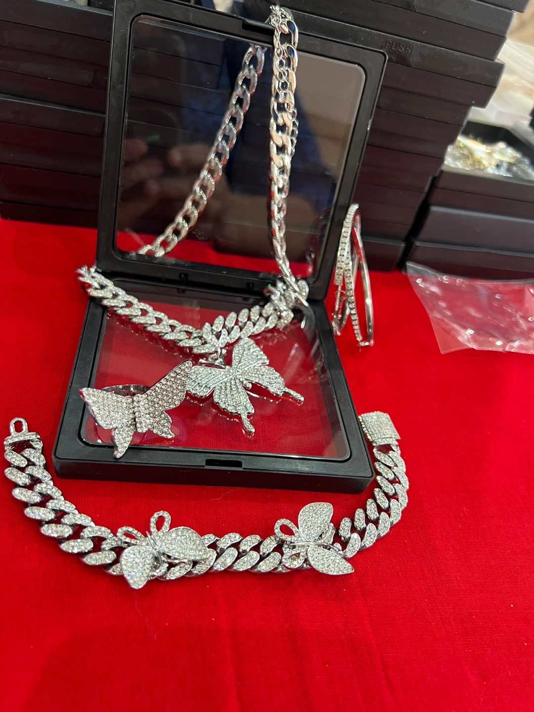 Butterfly Charm Necklace and Bracelet Set, ring, earrings - photo 2