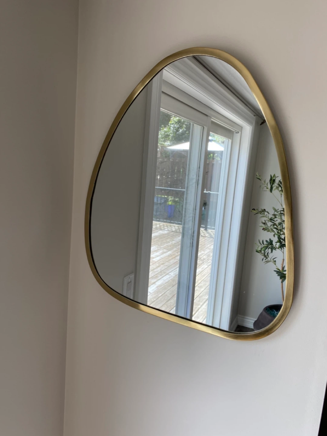 Asymmetrical Wall Mirror with Gold Frame