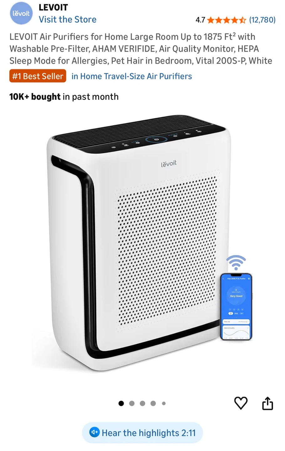 Levoit Vital 200S-P Smart Air Purifier - photo 2