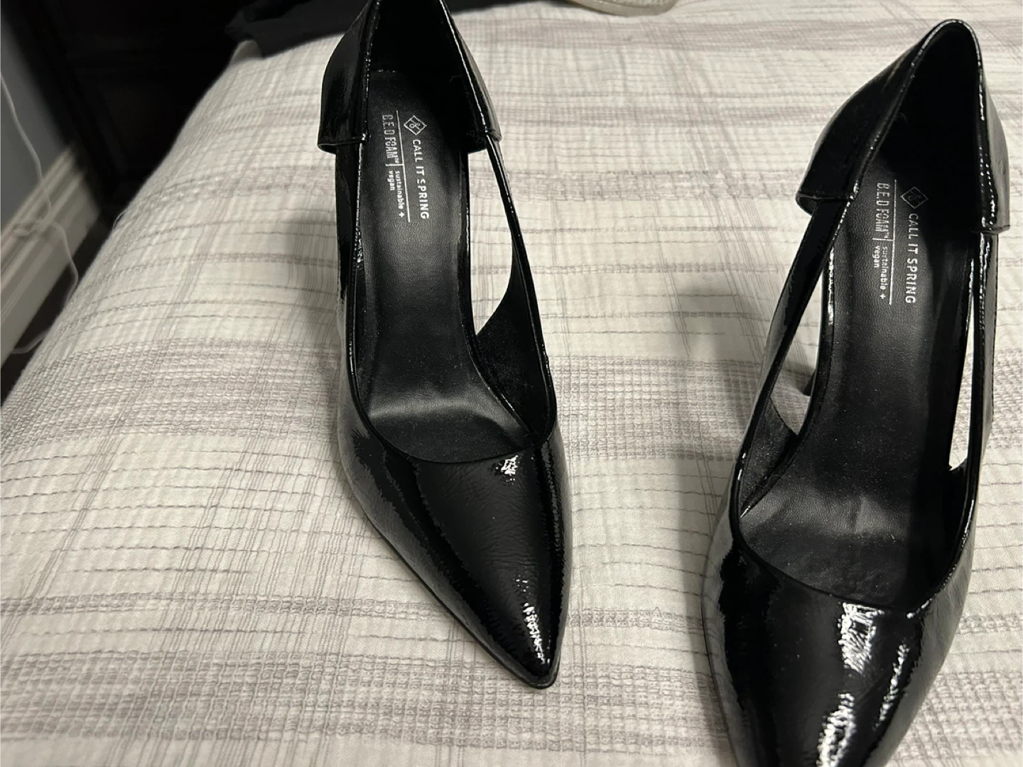 Call It Spring Black Patent Pointed Toe Heels