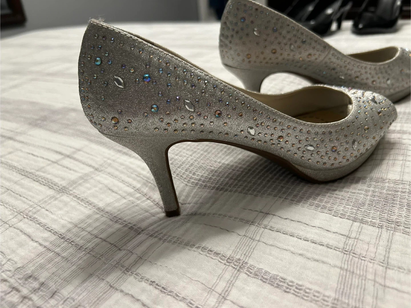 Sparkly Silver Heels with Rhinestones