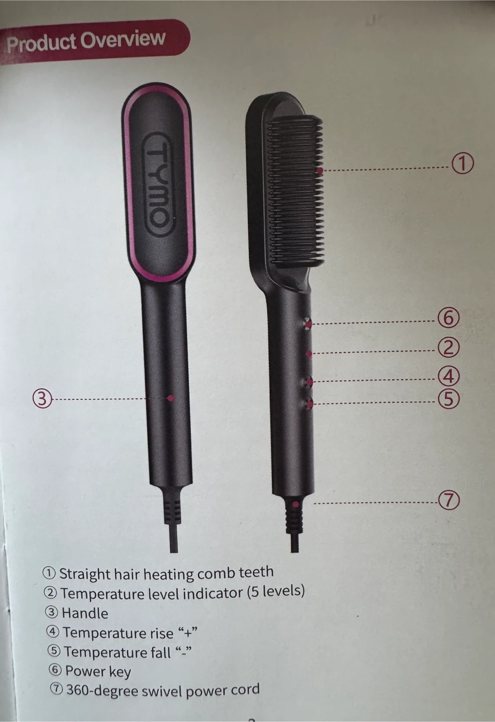 TYMO RING Hair Straightener + Comb with Accessories