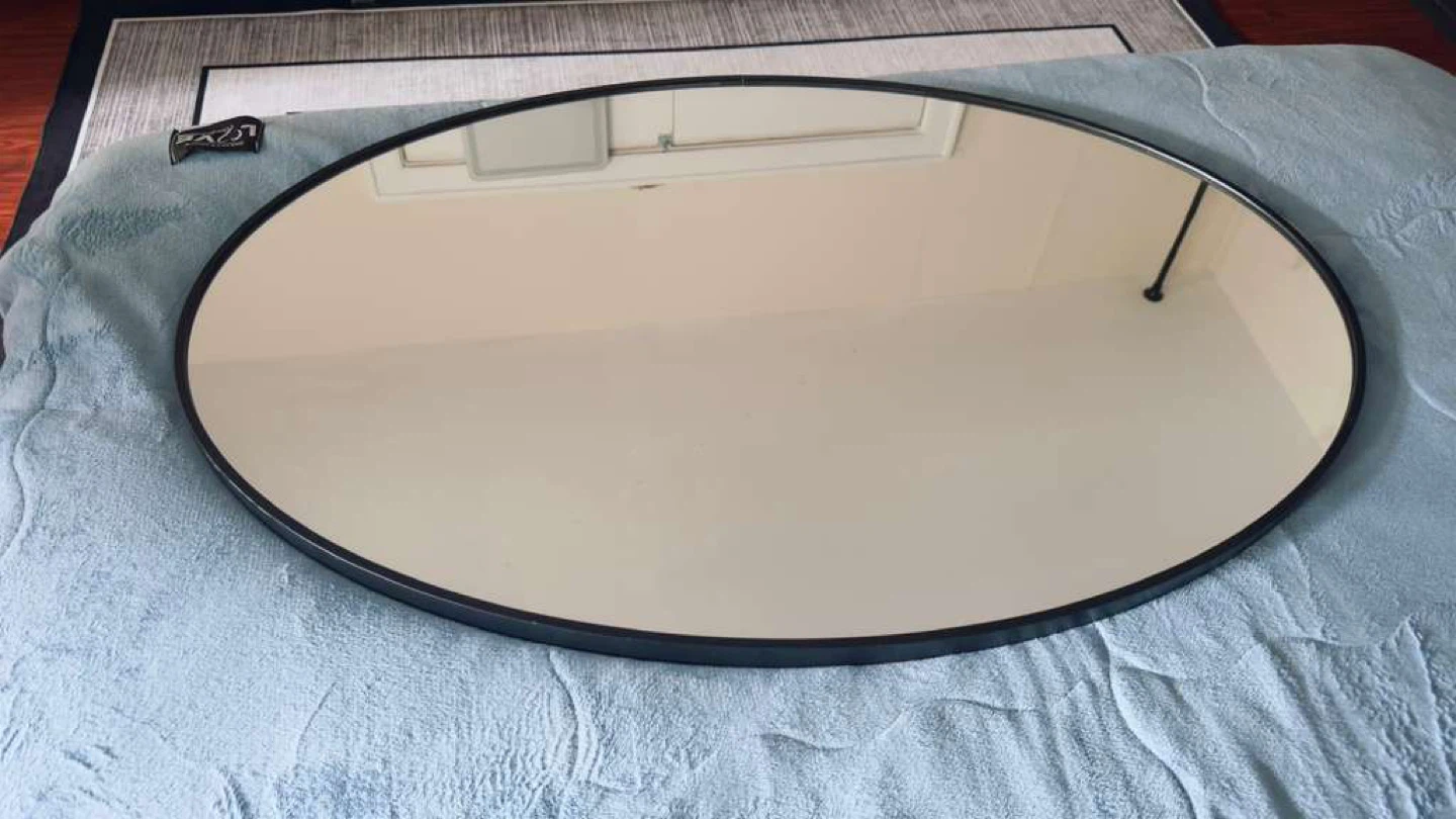Oval Wall Mirror - Black Frame - photo 3