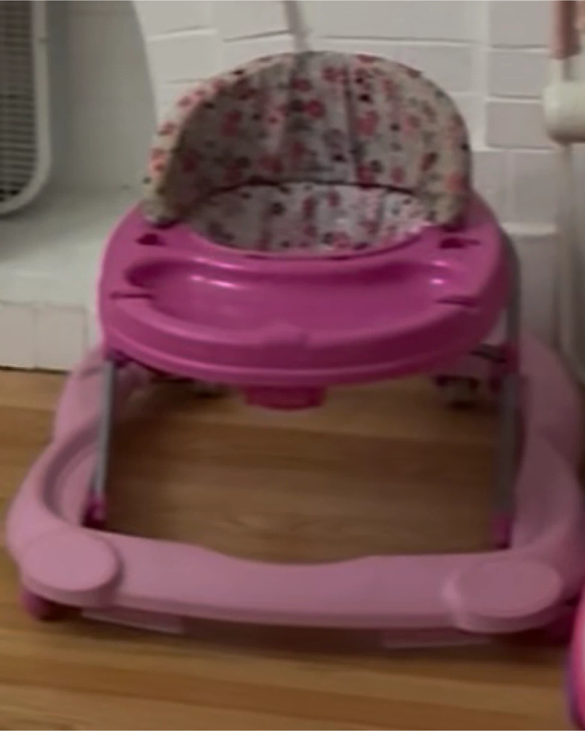 Pink Baby Walker with Floral Seat
